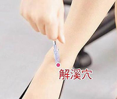 解溪穴→治頭痛、眩暈